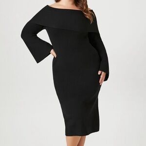 Forever 21 Plus Size - Elegant Black Off-Shoulder Dress
